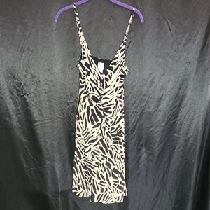 H&M Black and Cream Animal Print Wrap Dress